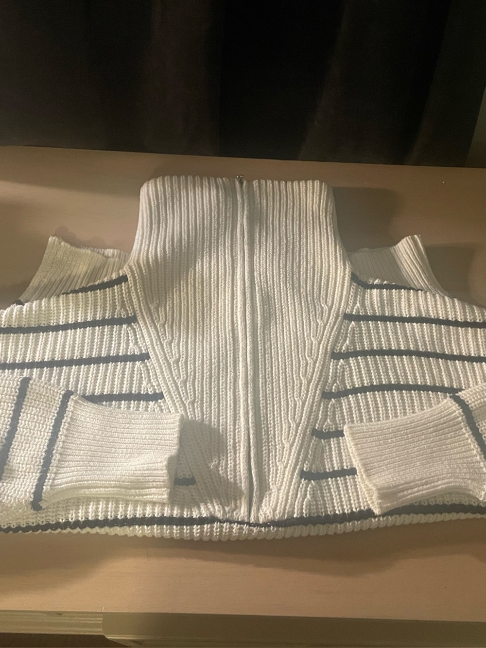 Z Supply Cream
Ribbed half Zip Sweater with Navy Stripes
